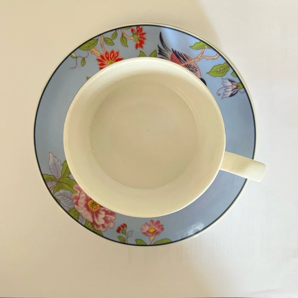 Floral Porcelain Teacup Set in Pink & Blue